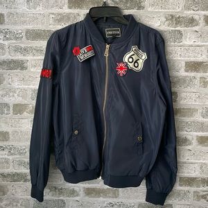 C'ESTTOI Navy Blue Jacket Zipper Front Women’s Size Large